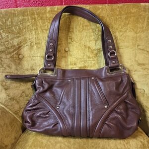 B. Makowsky Chocolate Brown Leather Shoulder Bag